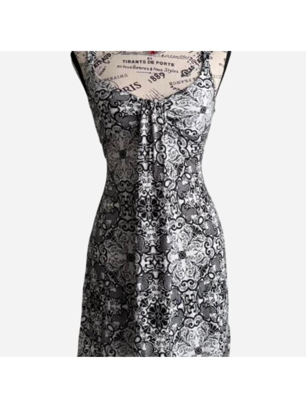 Black and white floral print mini dress with...